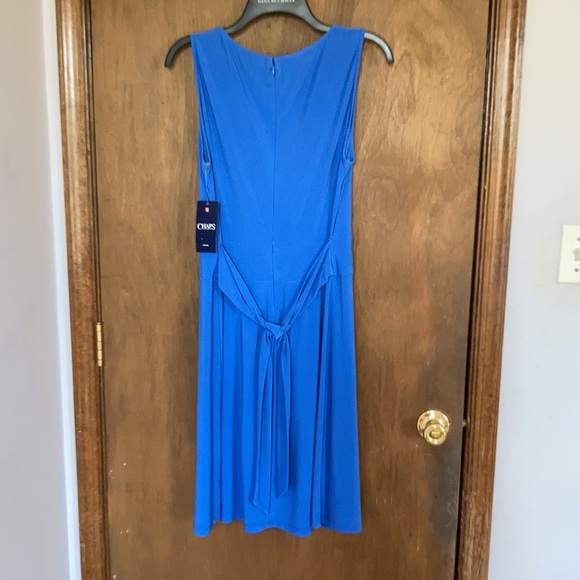 Chaps sleeveless fit and flare dress ties in back size L - Picture 16 of 17